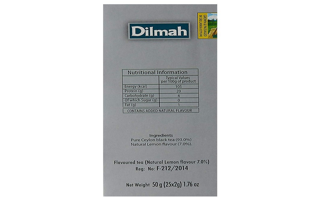 Dilmah Lemon Flavoured Ceylon Black Tea   Box  25 pcs
